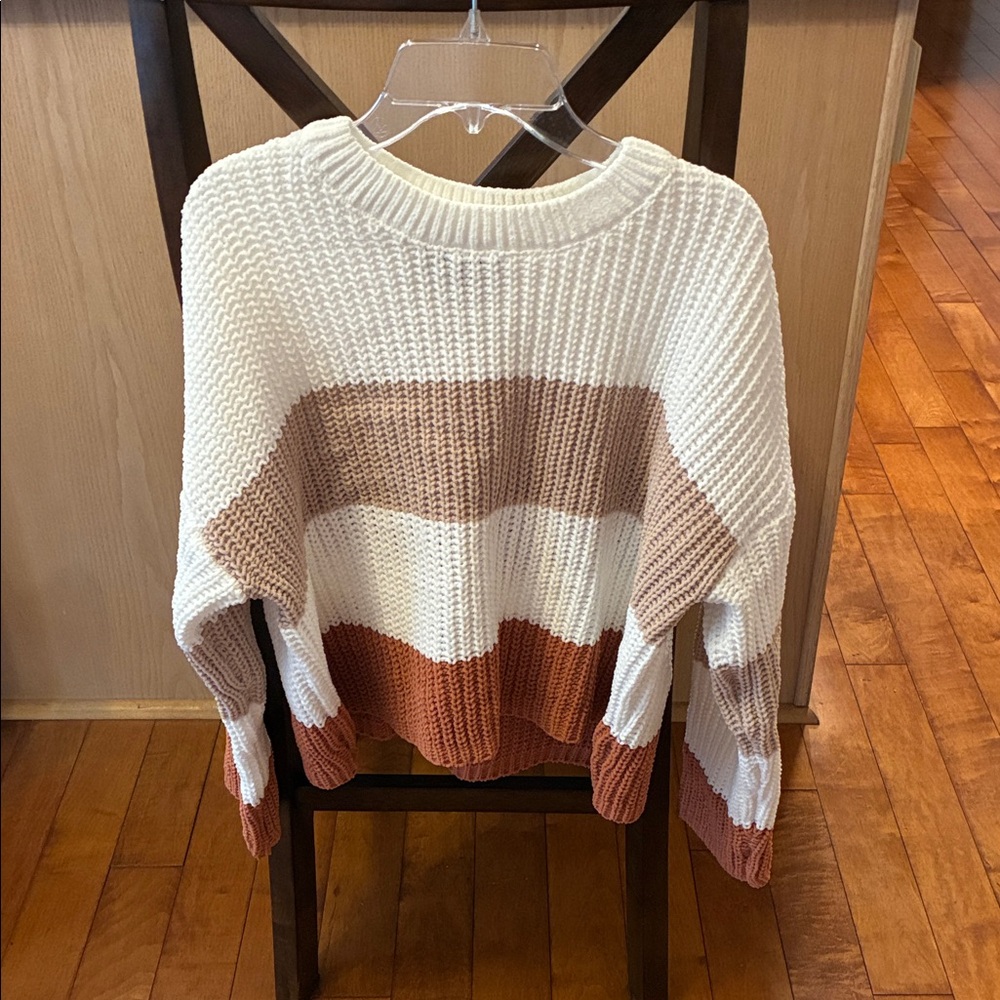 Lulu's Multitone Knit Sweater - Cream, Brown, Tan